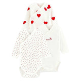 Petit Bateau Bodystocking ML 3-pack White/Red Hearts