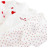 Petit Bateau Bodystocking ML 3-pack White/Red Hearts