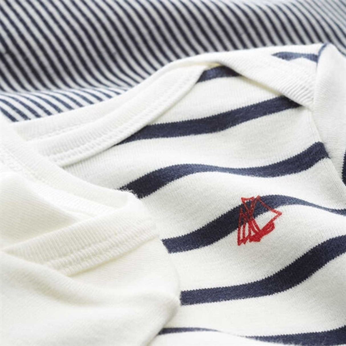 Petit Bateau Bodies ML 3 Pack White/Navy/Stripes 2