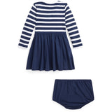 Ralph Lauren Baby Langærmet Dress And Bloomer Newport Navy W White 2