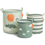 Done by Deer Storage Basket 3-pack Happy Clouds Green 4