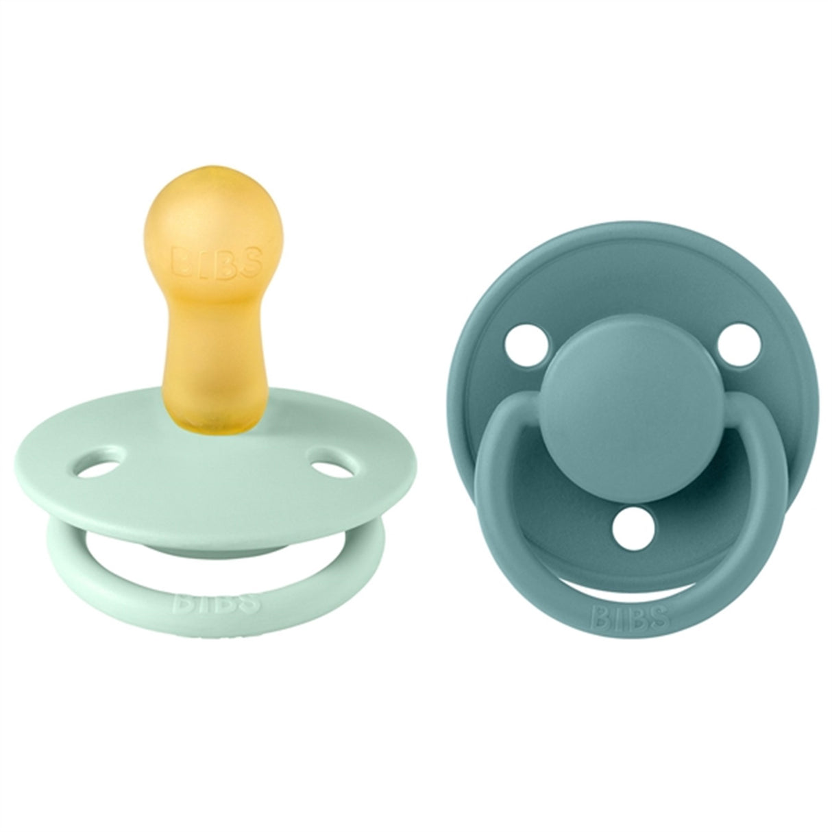 Bibs De Lux Latex Pacifiers 2-pak Round Mint/Island Sea