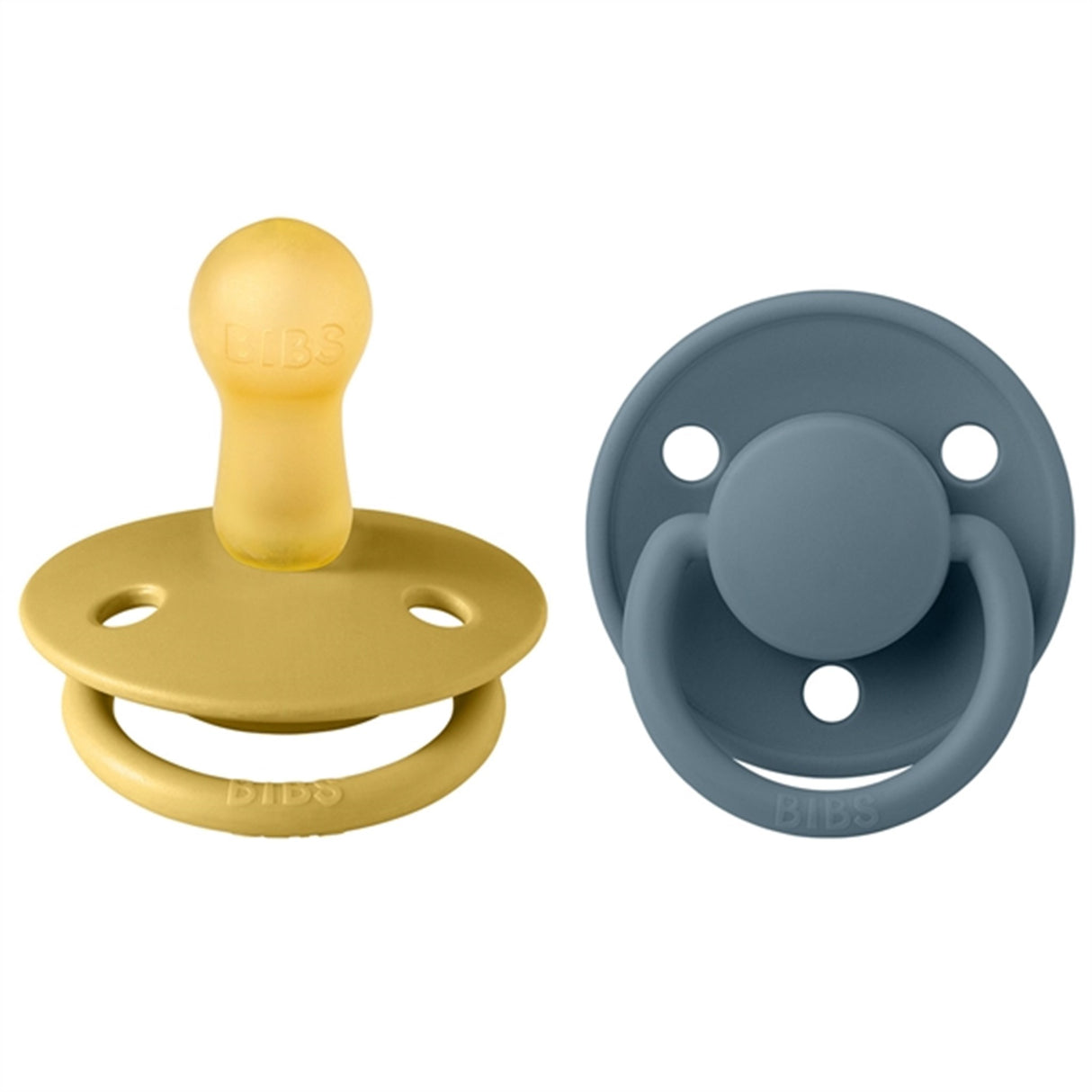 Bibs De Lux Latex Pacifiers 2-pak Round Mustard/Petrol