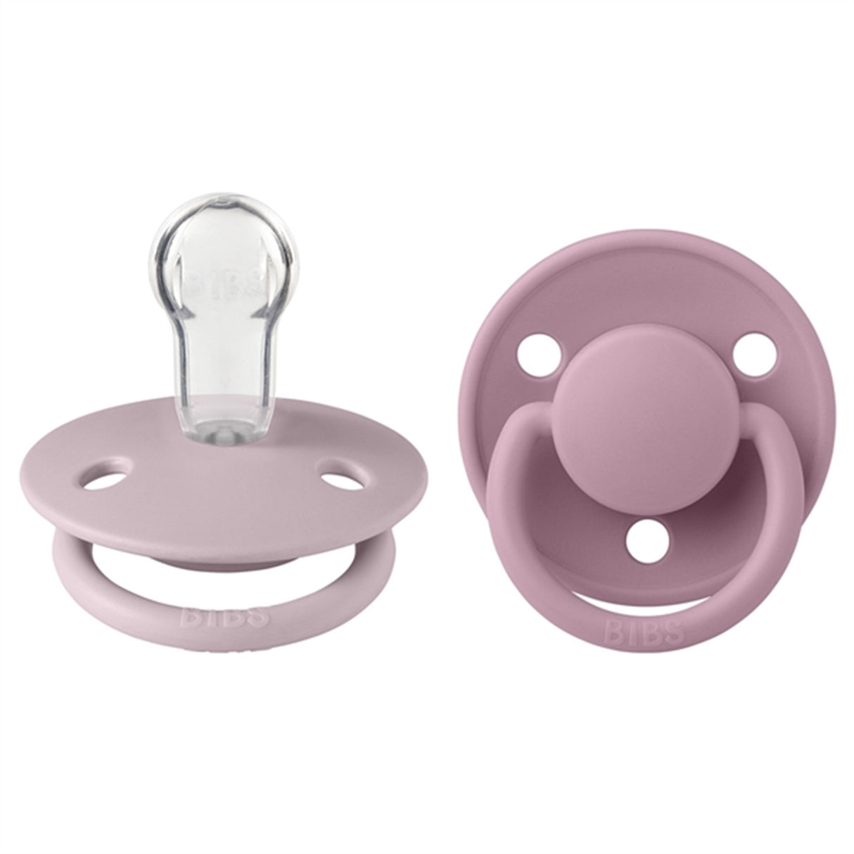 Bibs De Lux Silicone Pacifiers 2-pak Round Dusky Lilac/Heather