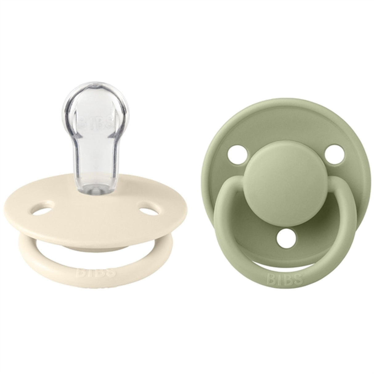 Bibs De Lux Silikone Pacifiers 2-pak Round Ivory/Sage