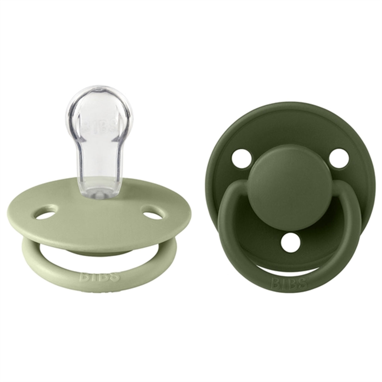 Bibs De Lux Silicone Pacifiers 2-pak Round Sage/Hunter Green