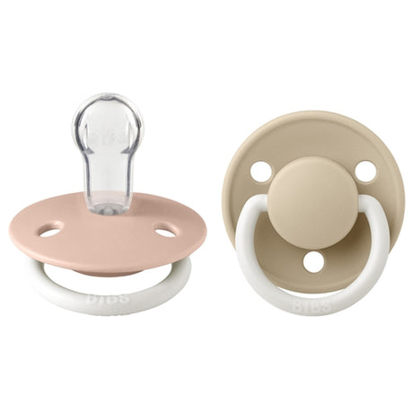 Bibs De Lux Silicone Pacifiers Glow 2-pak Round Blush/Vanilla