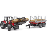 Bruder Massey Ferguson 7480 w frontloader & Timber Trailer