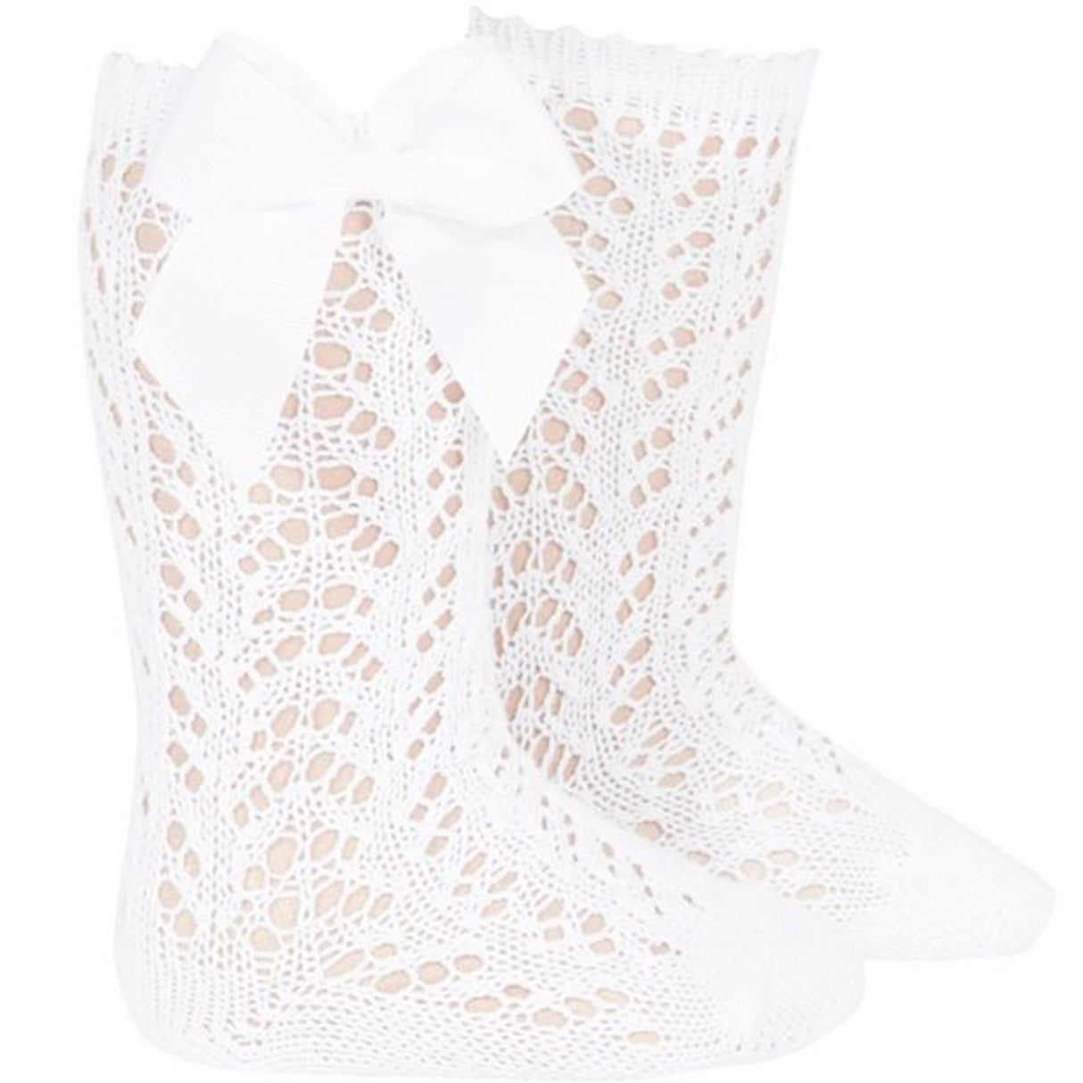 Cóndor Socks Openwork Bows White