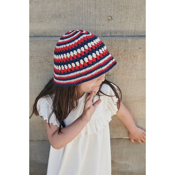 Copenhagen Colors Cream/Navy/Red Comb. Crocheted Hat 4