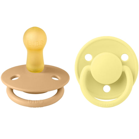 Bibs De Lux Latex Pacifiers 2-pack Round Desert Sand/Sunshine