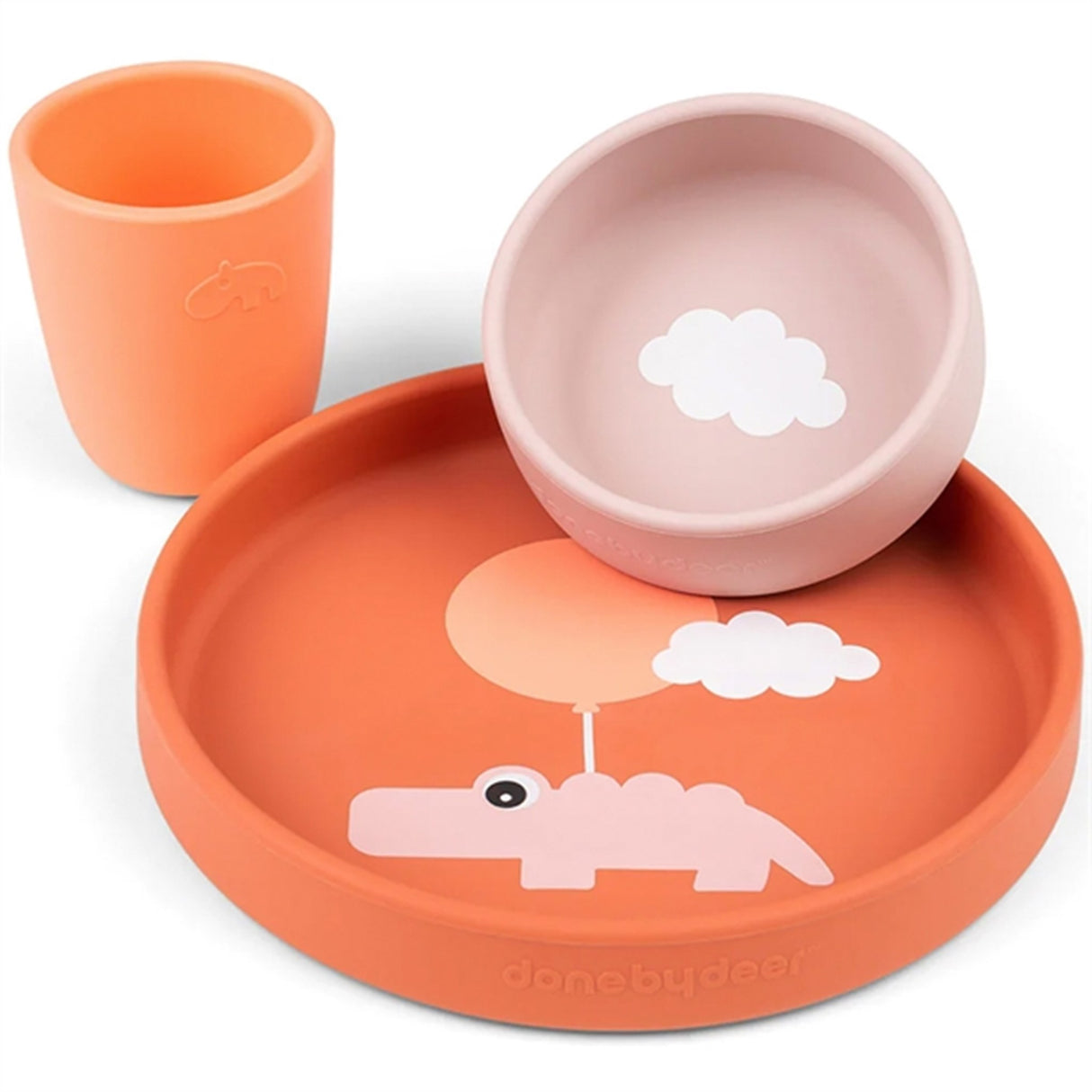 Done by Deer Silicone Dinner Set Happy Clouds Papaya 5