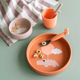 Done by Deer Silicone Dinner Set Happy Clouds Papaya 6