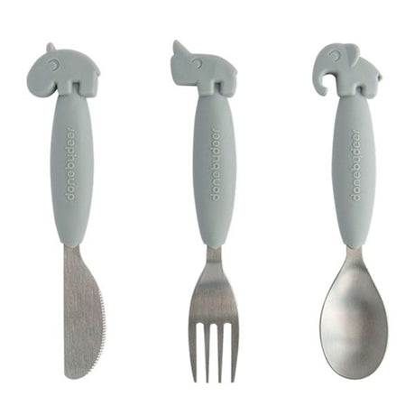 Done by Deer YummyPlus Easy Grip Cutlery Set Grey 2