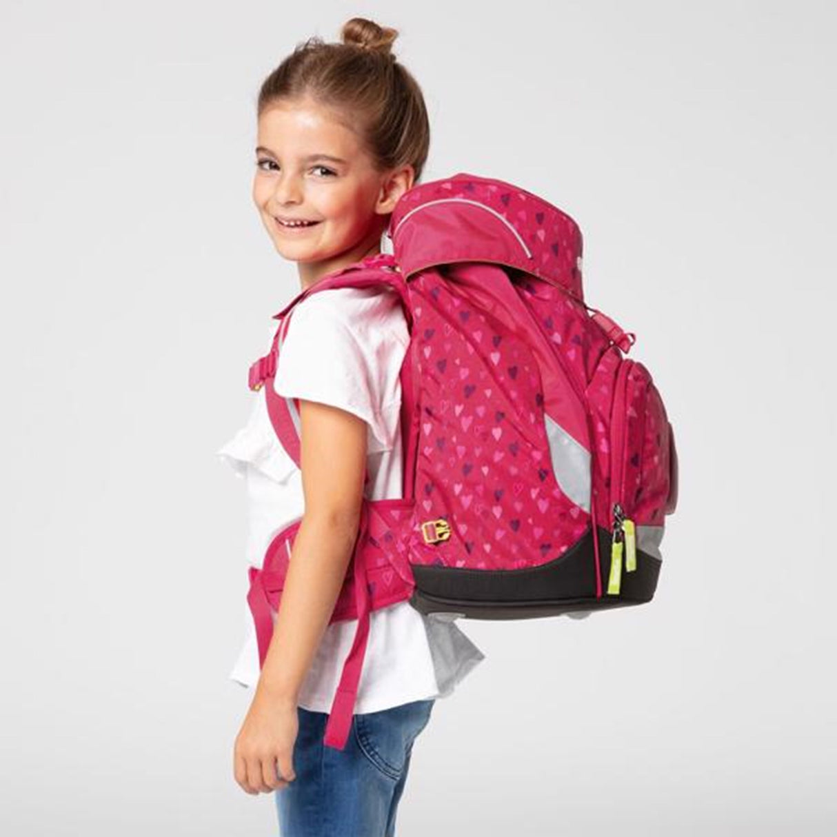 Ergobag Prime School Bag HorseshoeBear Pink Hearts 6