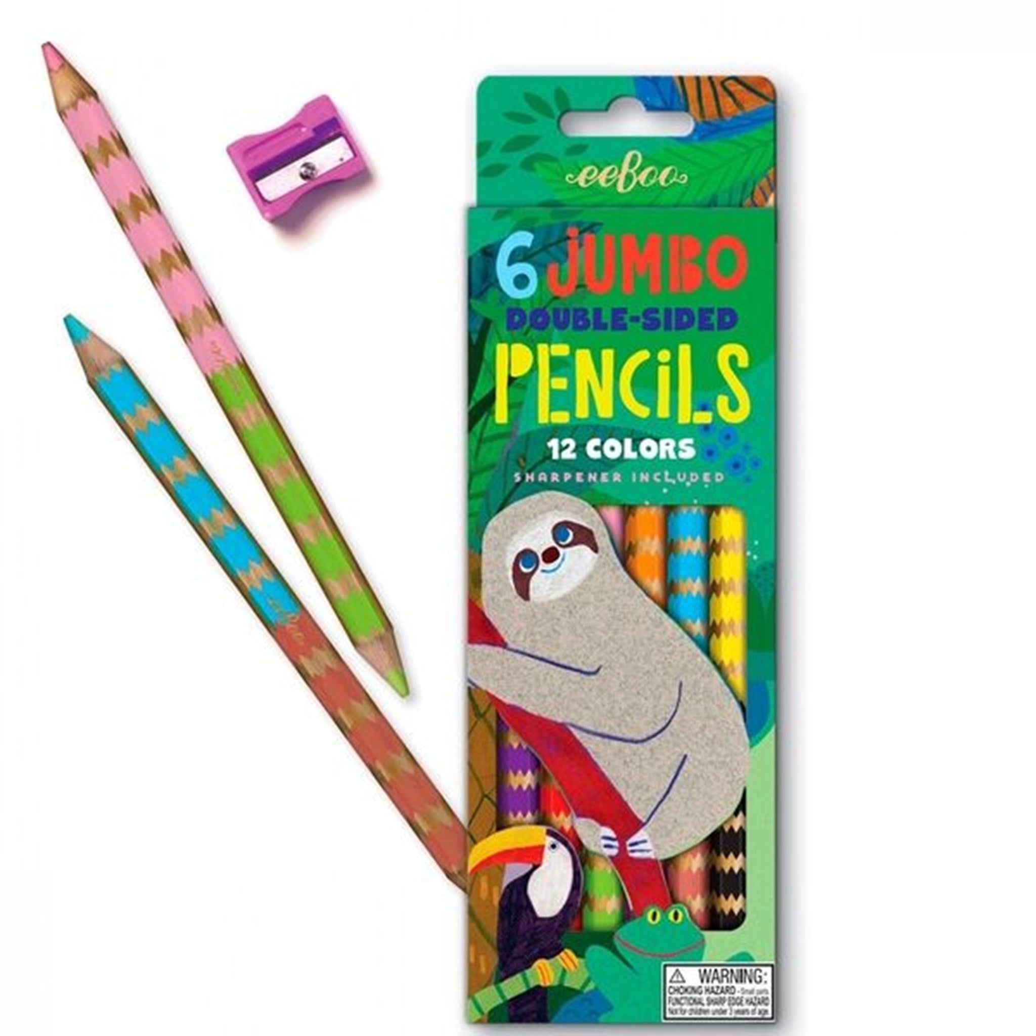 Eeboo 6 Double Jumbo Pencils - Sloth