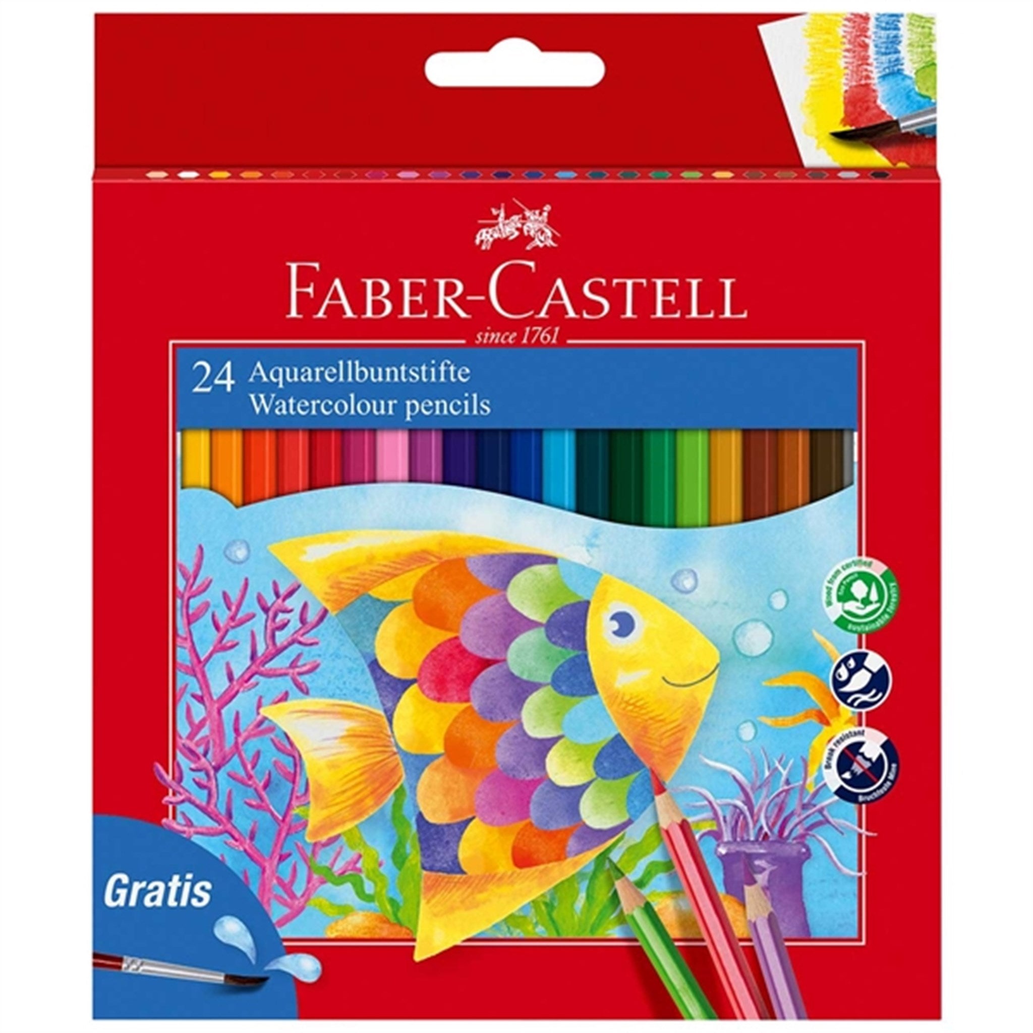 Faber Castell Akvarel 24 Colour Pencils + Pinsel