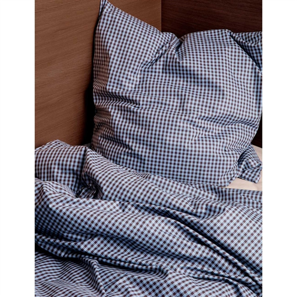 Ferm Living Check Bedding Faded Blue/Chocolate