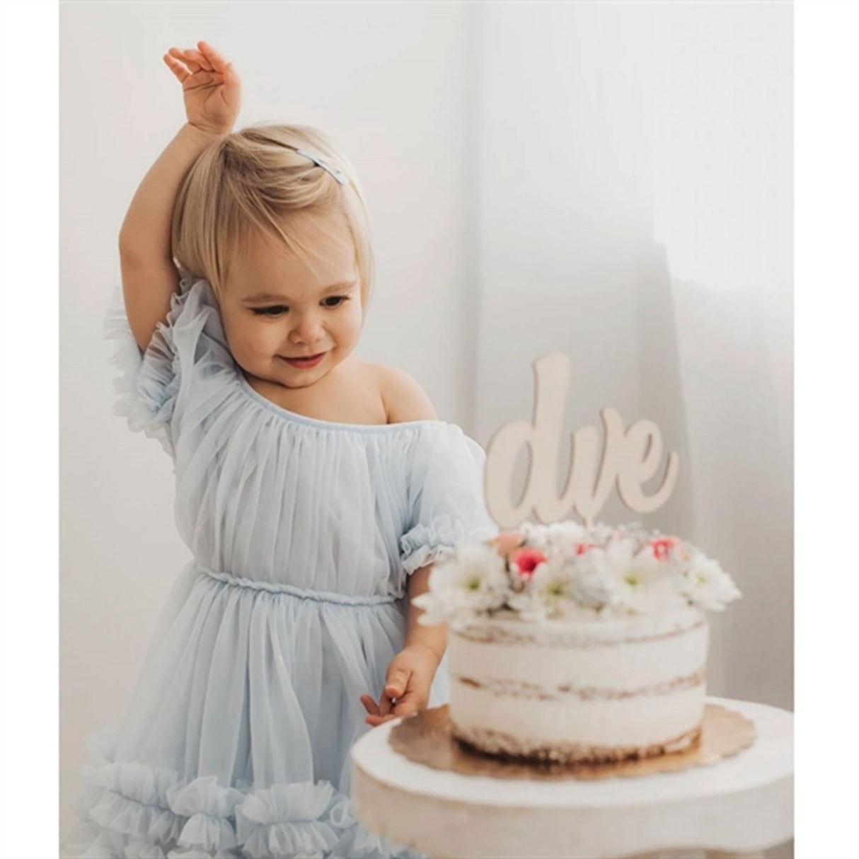 Dolly by Le Petit Frilly Dress Light Blue 4