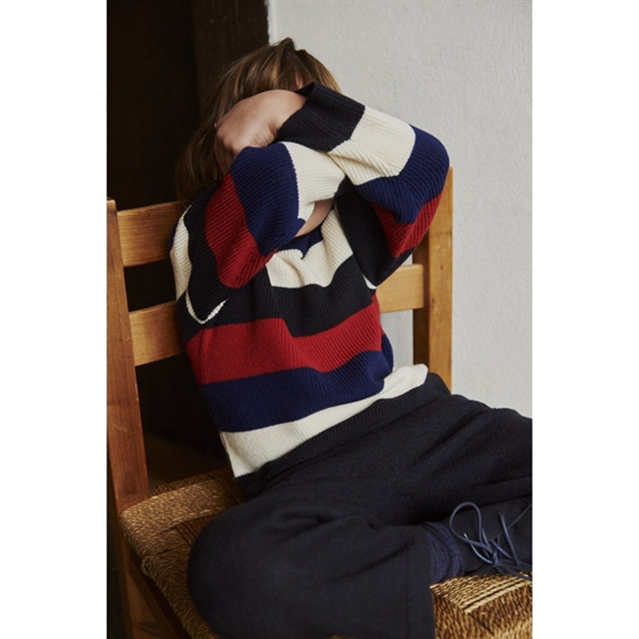 FUB Multistriped Knitted Sweater Dark Navy/Ecru/Royal Blue/Bright Red 2
