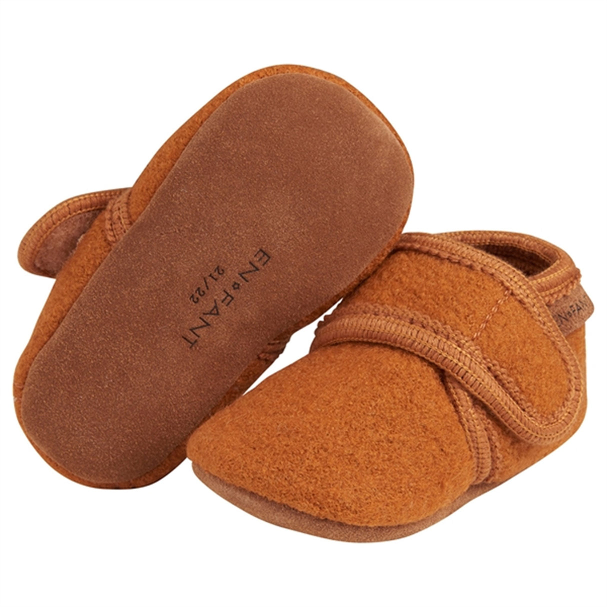 En Fant Baby Wool Slippers Leather Brown