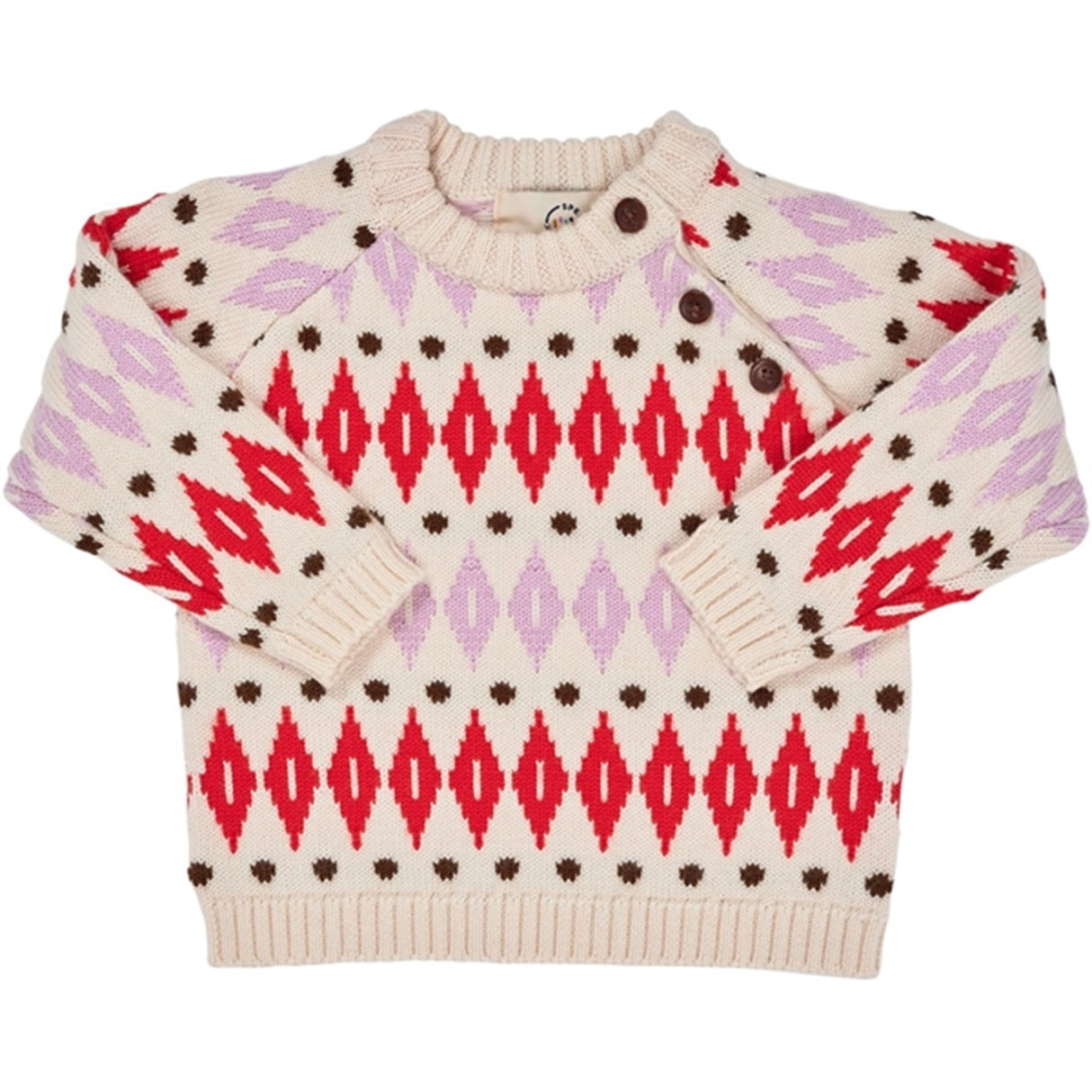 Copenhagen Colors Cream Red Combi Harlequin Merino Classic Jumper