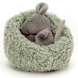 Jellycat Hibernating Mouse in Nest 12 cm