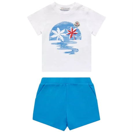 Moncler T-Shirt and Shorts Set Optical White & Blue