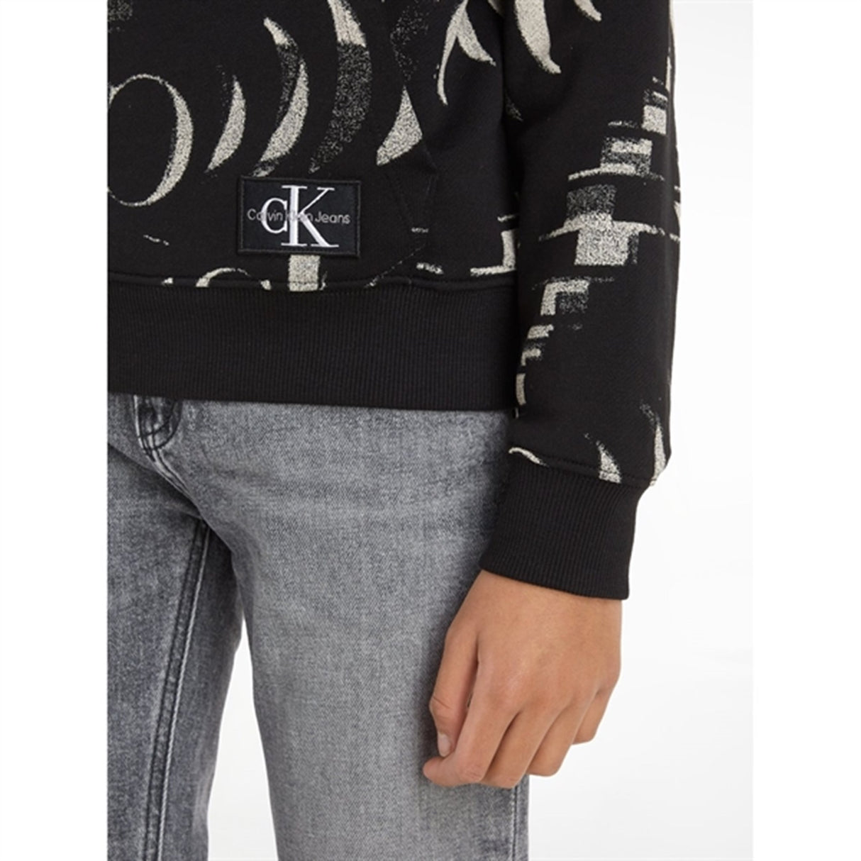 Calvin Klein Glitched Monogram Hoodie Aop Black 3