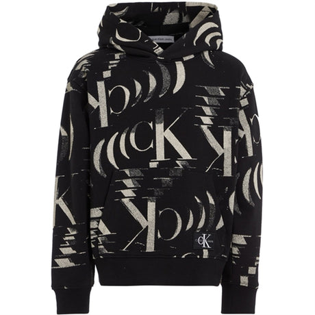 Calvin Klein Glitched Monogram Hoodie Aop Black