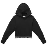 Calvin Klein Punto Logo Tape Cropped Hoodie Black