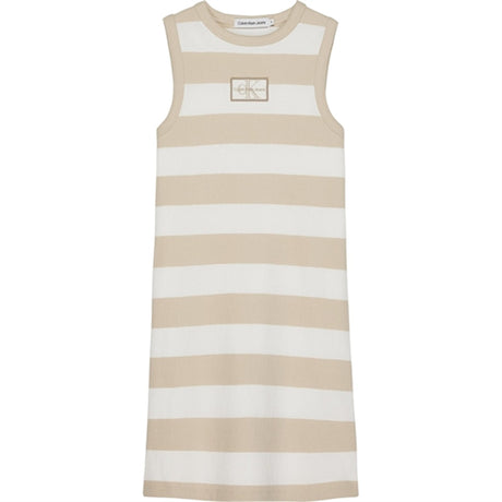 Calvin Klein Rib Dress Bright White/Classic Beige