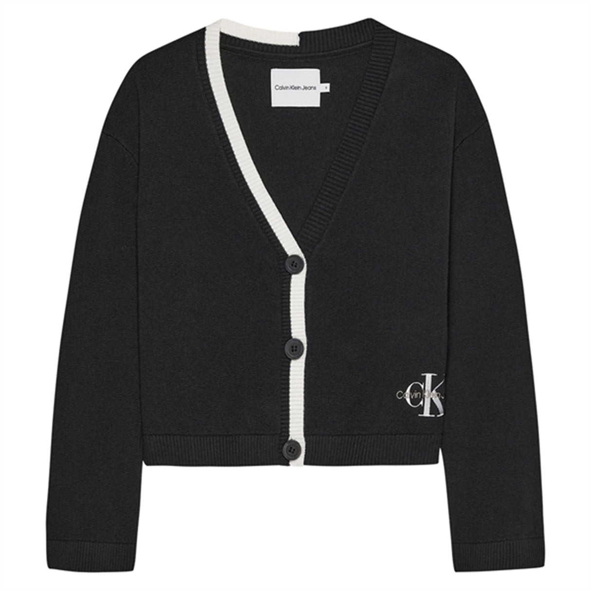 Calvin Klein Contrast Knit Cardigan Ck Black