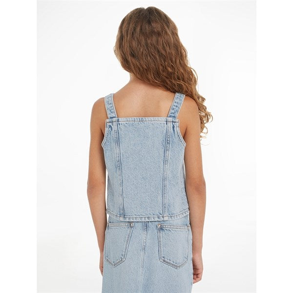 Calvin Klein Strap Denim Top Powder Blue 4