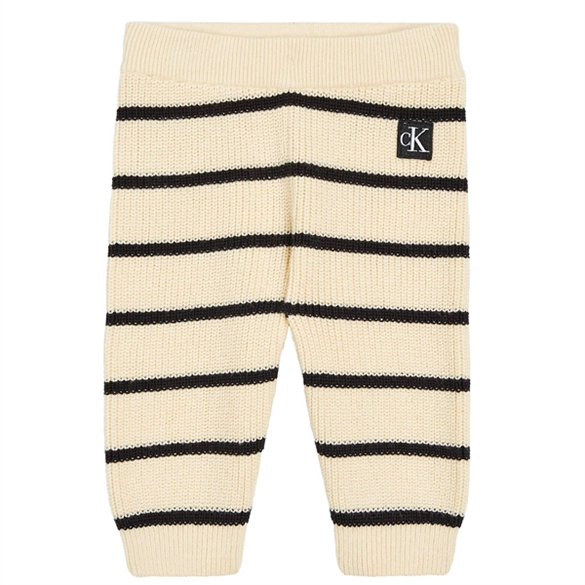 Calvin Klein Striped Cardigan Knit Set Black/ Vanilla Stripe