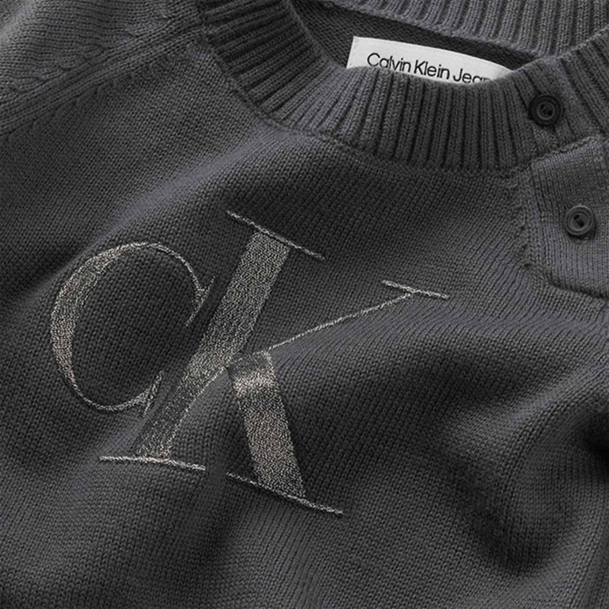 Calvin Klein Metallic Monogram Knit Sweater Sæt Dark Grey 2