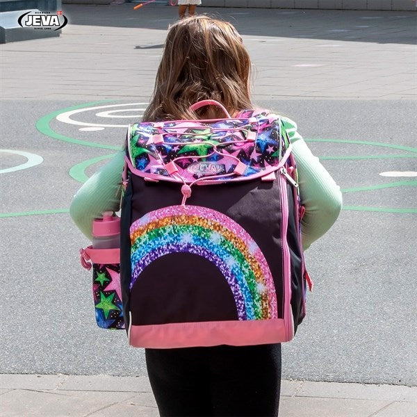 JEVA Intermediate Skoletaske Shimmer Rainbow 3