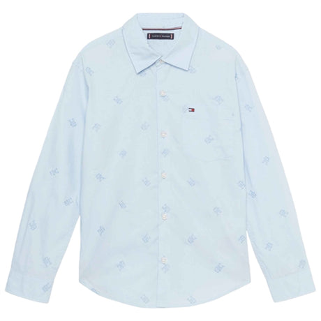 Tommy Hilfiger Monogram Embroidery Shirt Calm Blue