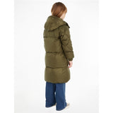 Tommy Hilfiger Mixed Quilted Long Down Jacket Olive Green 4