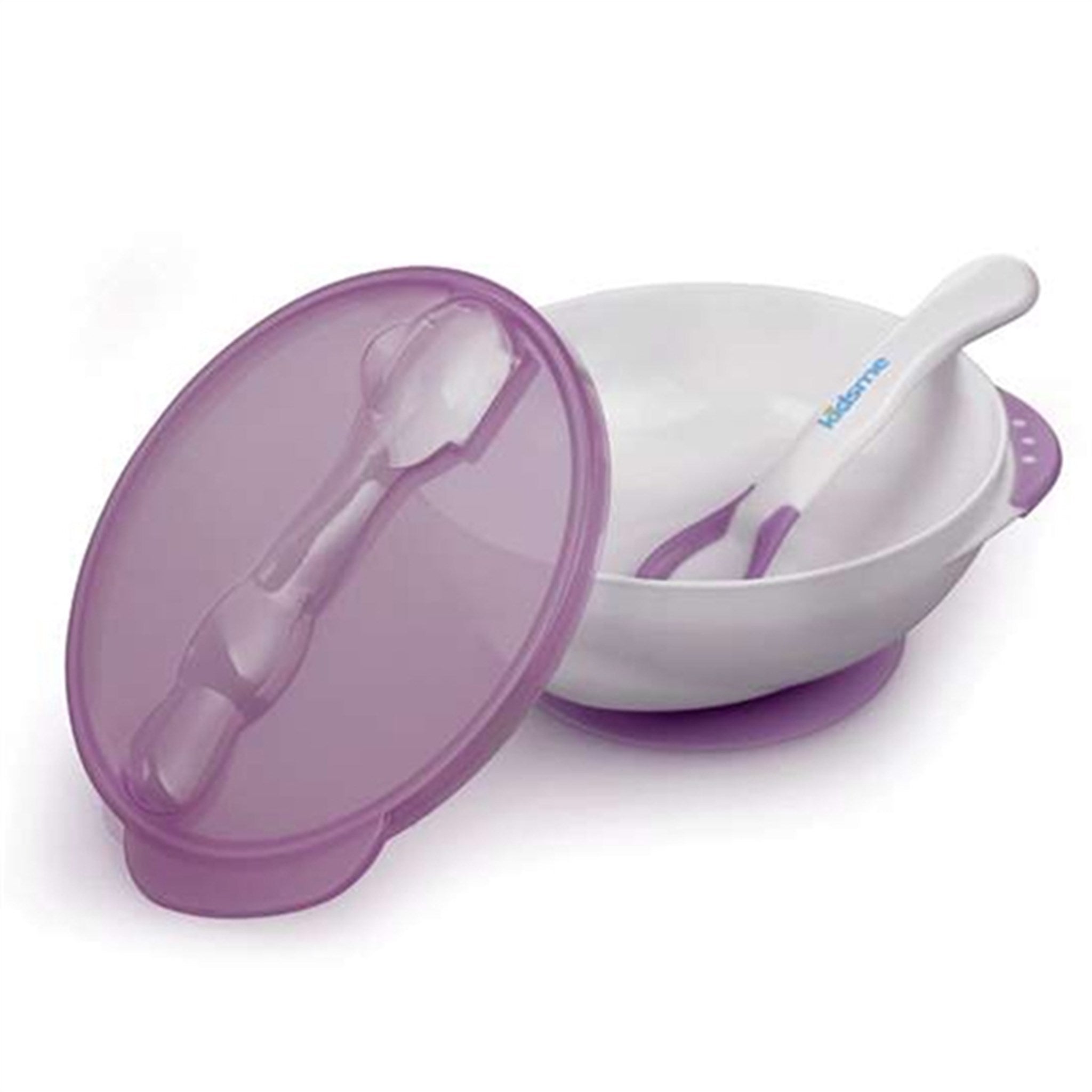 Kidsme Deep Plate w. Suction Cup and Temperature Spoon Plum