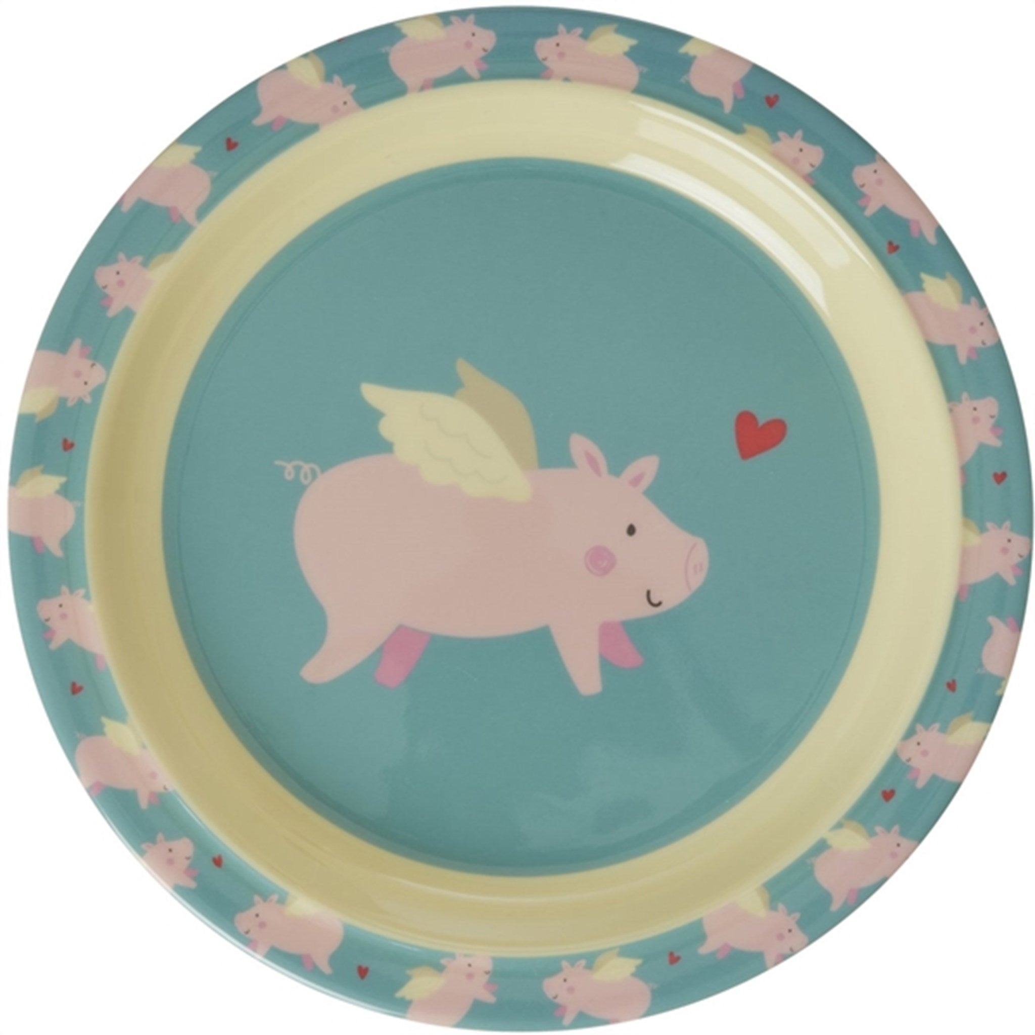RICE Flying Pig Melamine Childrens Plate