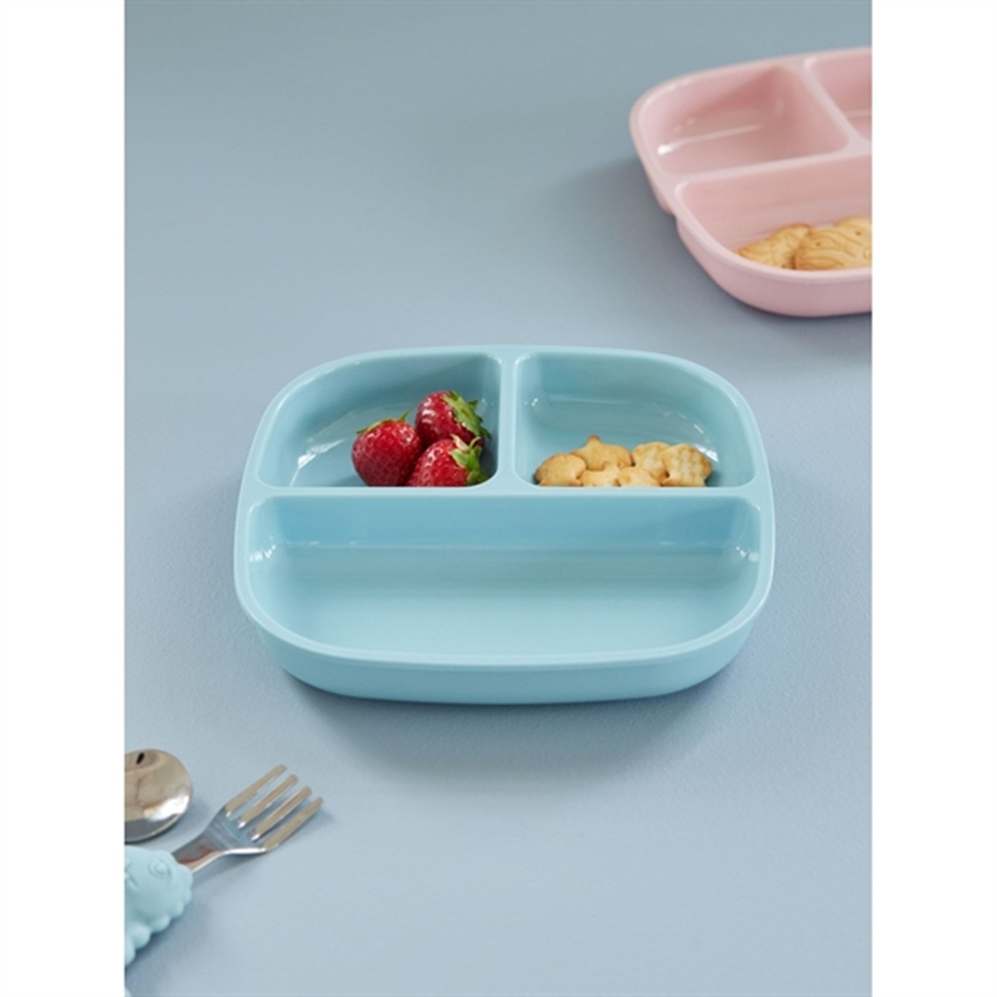 RICE Mint Melamine Childrens Plate with 3 Rooms 2