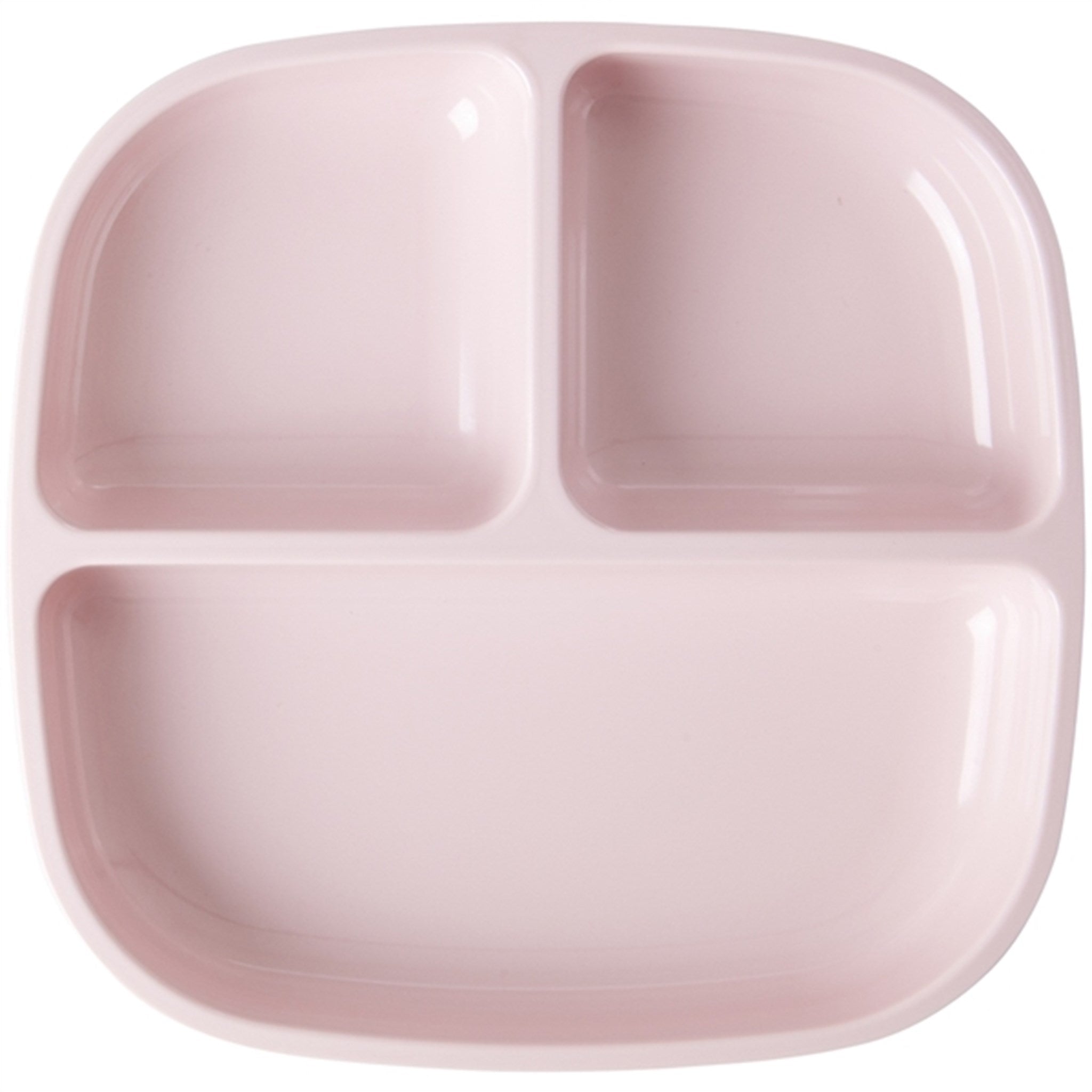 RICE Soft Pink Melamine Childrens Plate with 3 Rooms