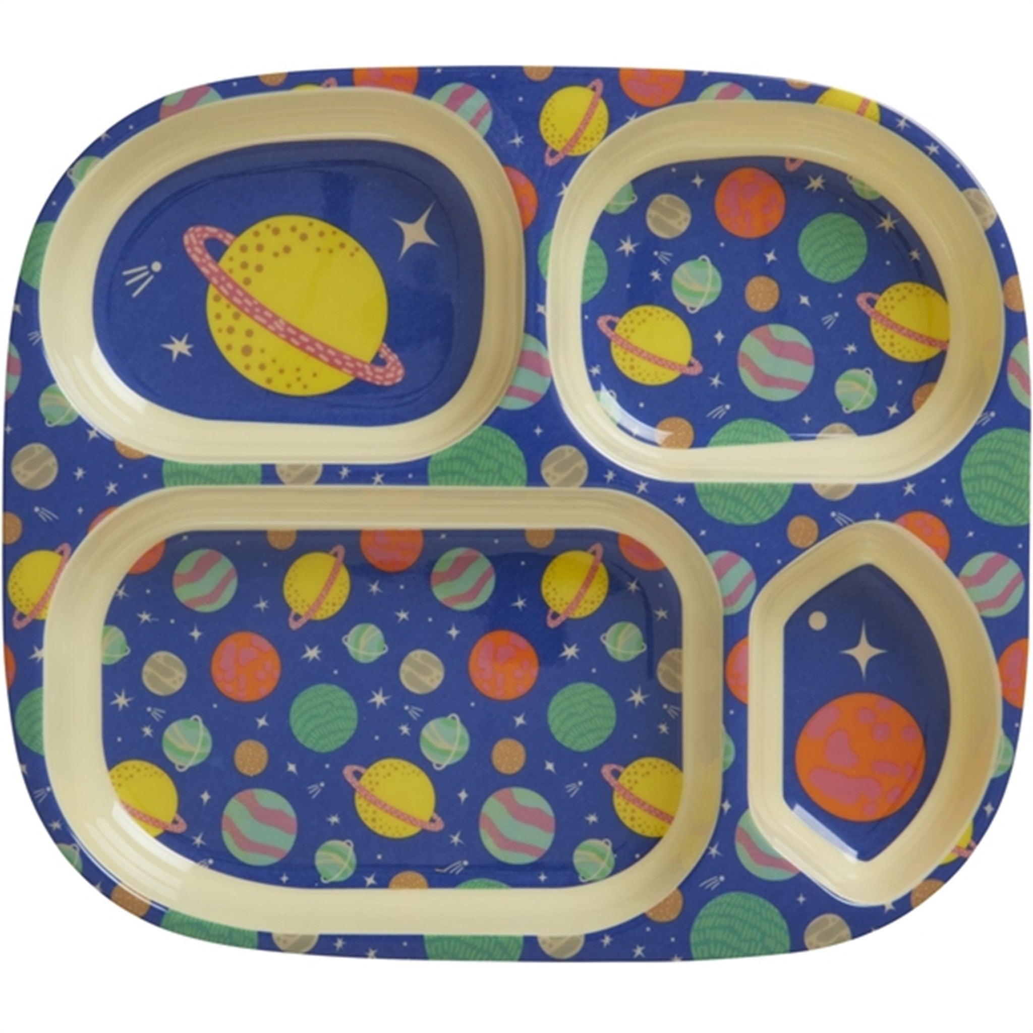 RICE Galaxy Melamine Childrens Plate with 4 Rooms