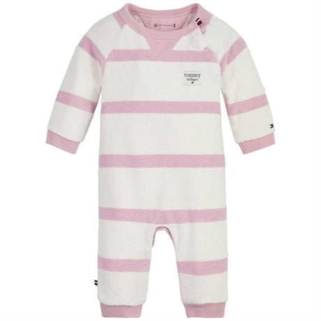 Tommy Hilfiger Baby Striped Towelling Jumpsuit Pink Shade / Ancient White Stripe