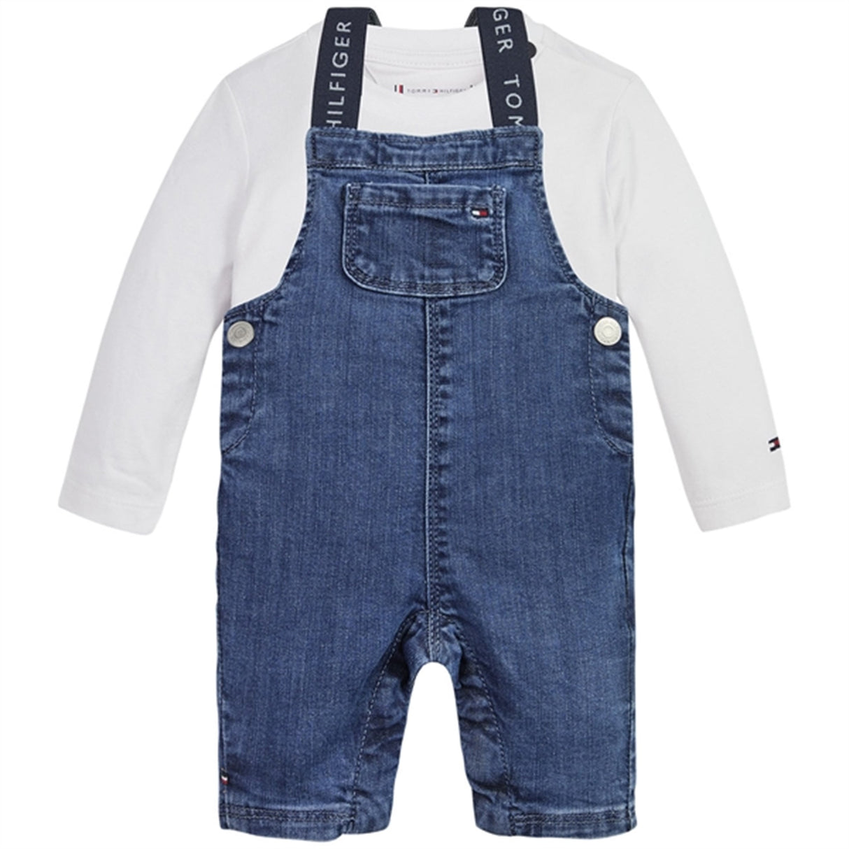 Tommy Hilfiger Baby Graphic Dungaree Set White