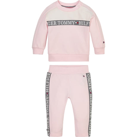 Tommy Hilfiger Baby Tape Crewneck Set Faint Pink