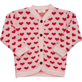 Copenhagen Colors Dusty Rose/Red Comb. Knit Cardigan w. Hearts