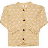 Copenhagen Colors Pale Yellow/Cream Comb. Knit Cardigan w. Hearts