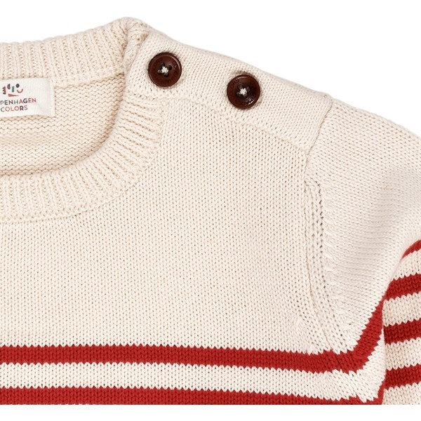 Copenhagen Colors Cream/Red Combi Strik Sailor Sweater Stripe 7